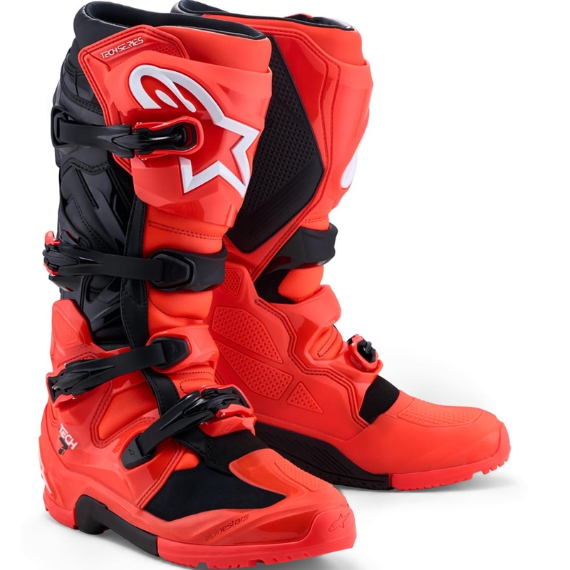 Botas de moto Alpinestars TECH 7 Enduro rojo flúor-negro