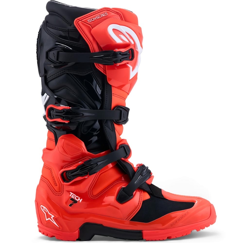 Botas de moto Alpinestars TECH 7 Enduro rojo flúor-negro