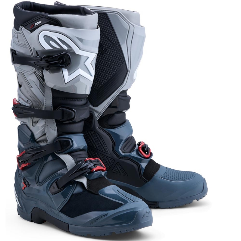 Botas de moto Alpinestars TECH 7 Enduro Drystar Gris oscuro-Gris claro-Rojo