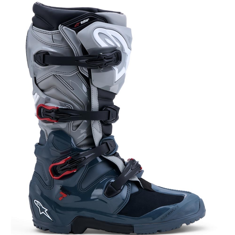 Botas de moto Alpinestars TECH 7 Enduro Drystar Gris oscuro-Gris claro-Rojo