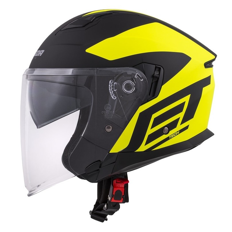 Casco de moto Cassida Jet Tech Corso abierto negro-amarillo fluo