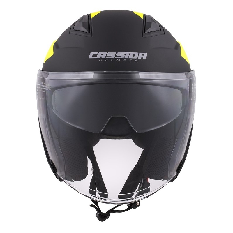 Casco de moto Cassida Jet Tech Corso abierto negro-amarillo fluo