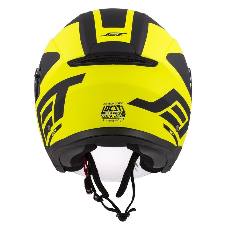 Casco de moto Cassida Jet Tech Corso abierto negro-amarillo fluo