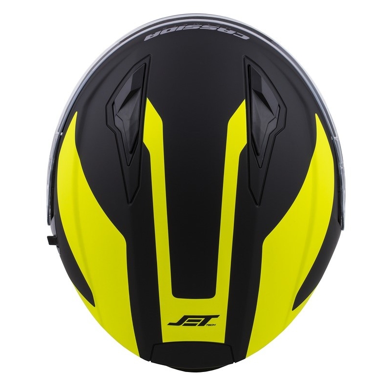 Casco de moto Cassida Jet Tech Corso abierto negro-amarillo fluo