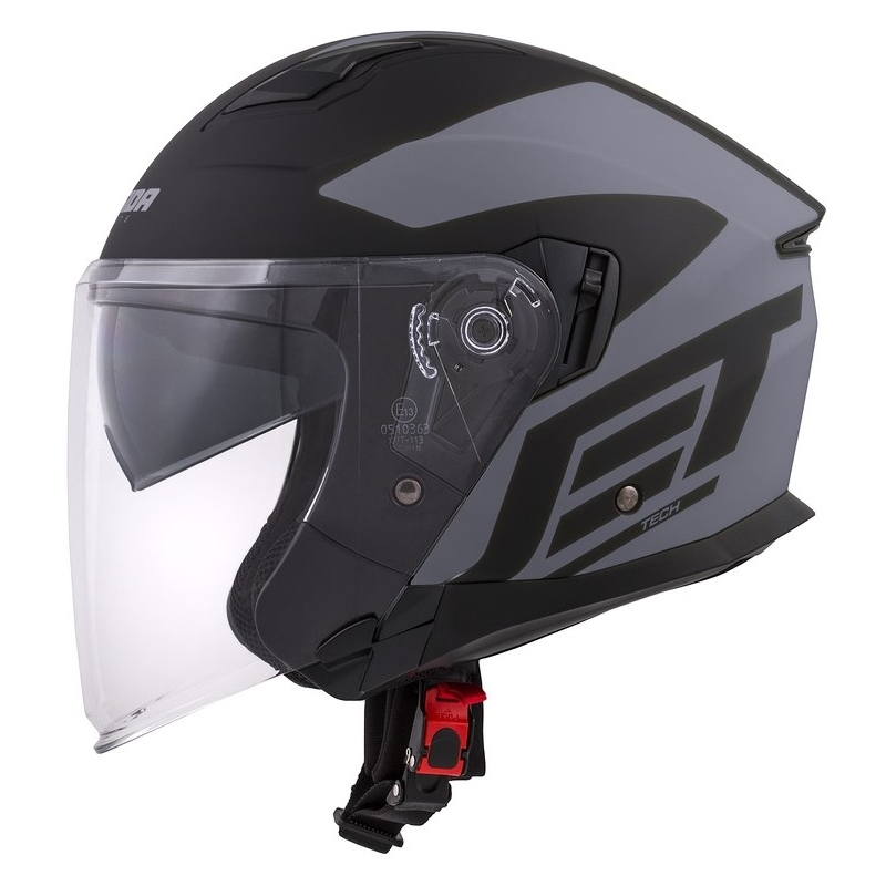 Casco de moto Cassida Jet Tech Corso Open Negro y Gris