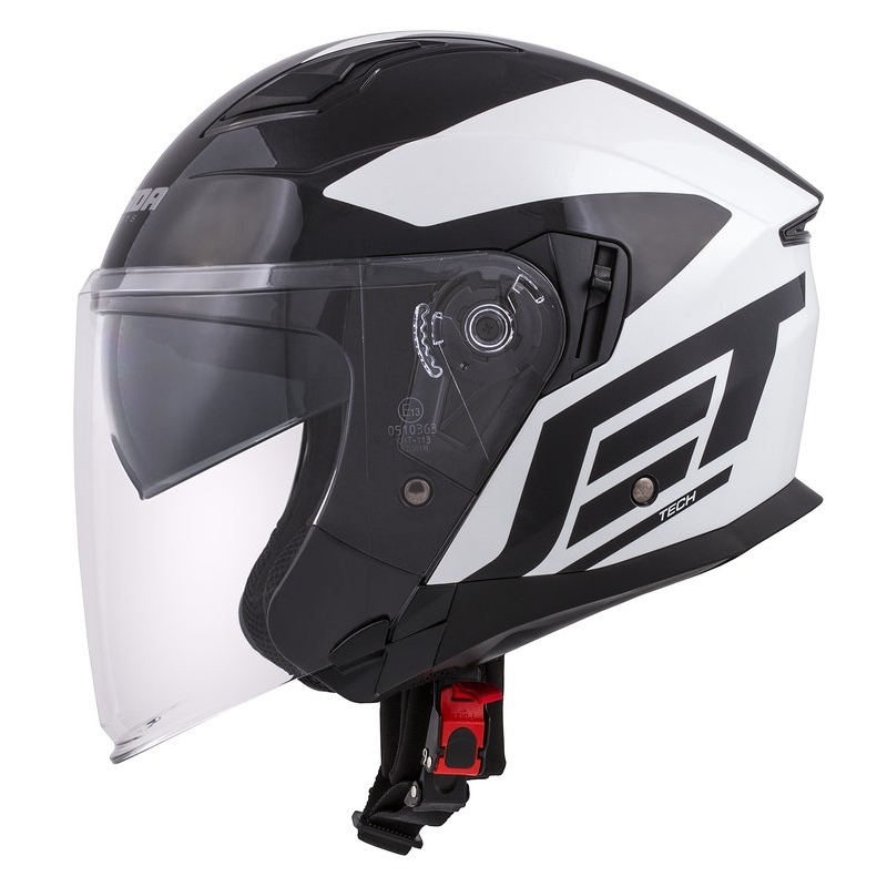 Casco Moto Cassida Jet Tech Corso Open Negro y Blanco
