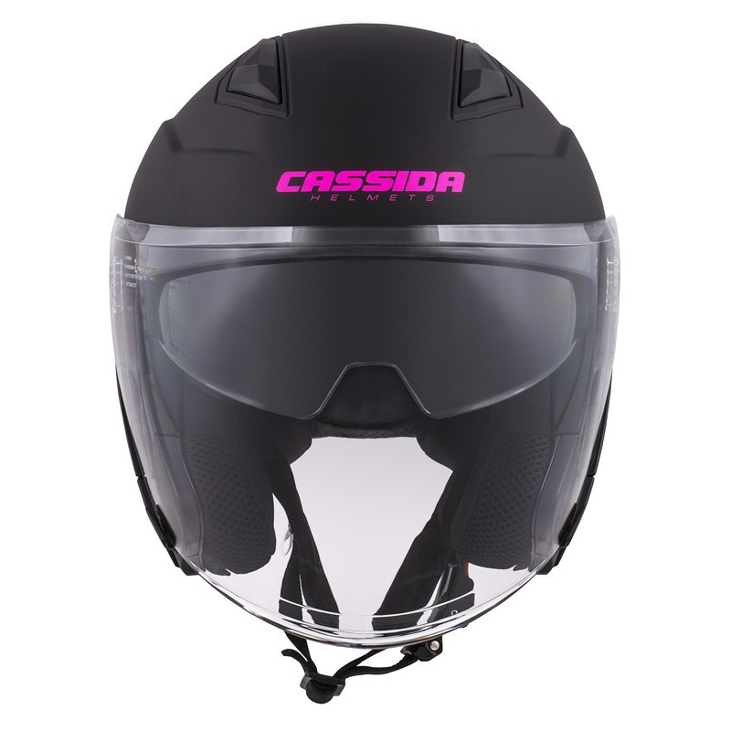Casco de moto Cassida Jet Tech Open Negro y Rosa
