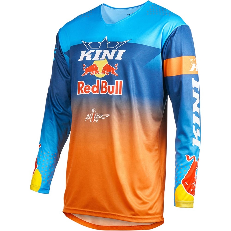 Camiseta de motocross KINI Red Bull 1.0 Rallye azul-naranja