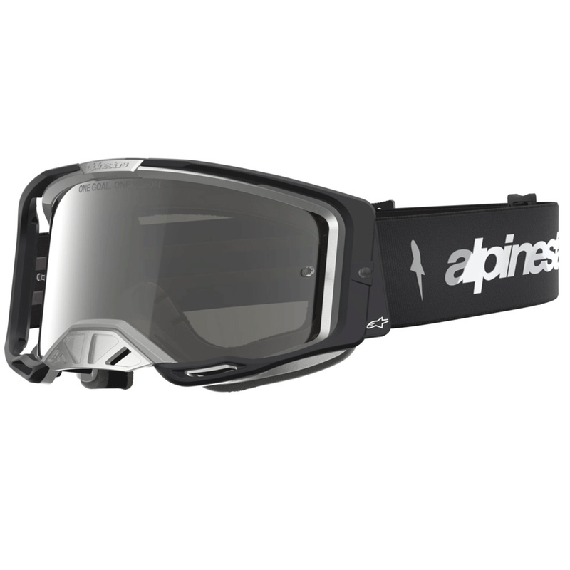 Gafas de motocross Alpinestars Vision 8 Amber, color negro y plata.