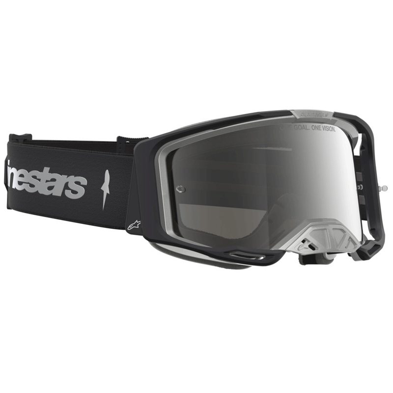 Gafas de motocross Alpinestars Vision 8 Amber, color negro y plata.