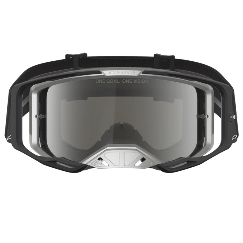 Gafas de motocross Alpinestars Vision 8 Amber, color negro y plata.