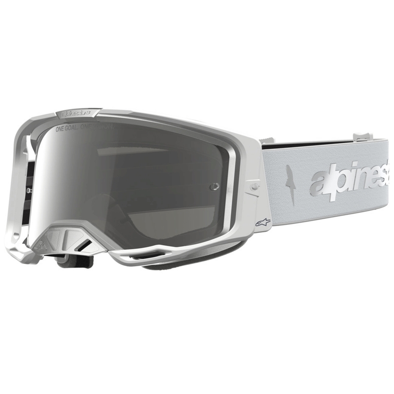 Gafas de motocross Alpinestars Vision 8 color ámbar, blanco y plata.