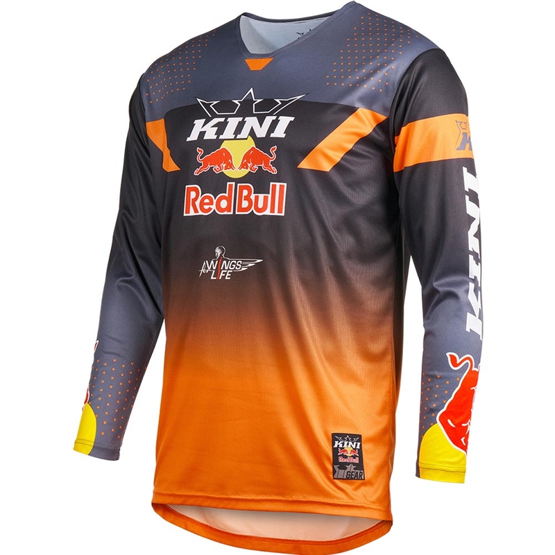 Camiseta de motocross KINI Red Bull 2.0 MXC gris-naranja