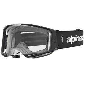 Gafas de motocross Alpinestars Vision 8 Amber, color negro y plateado con plexiglás transparente.