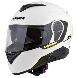 Casco de moto Cassida Compress 2.0 Refraction blanco-negro-amarillo fluo