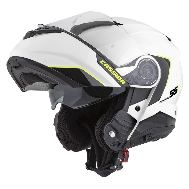 Casco de moto Cassida Compress 2.0 Refraction blanco-negro-amarillo fluo
