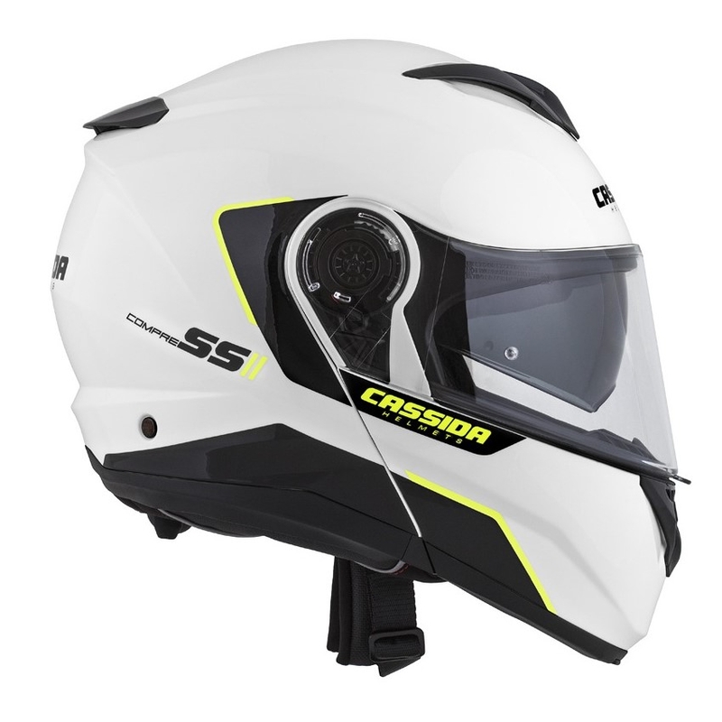 Casco de moto Cassida Compress 2.0 Refraction blanco-negro-amarillo fluo