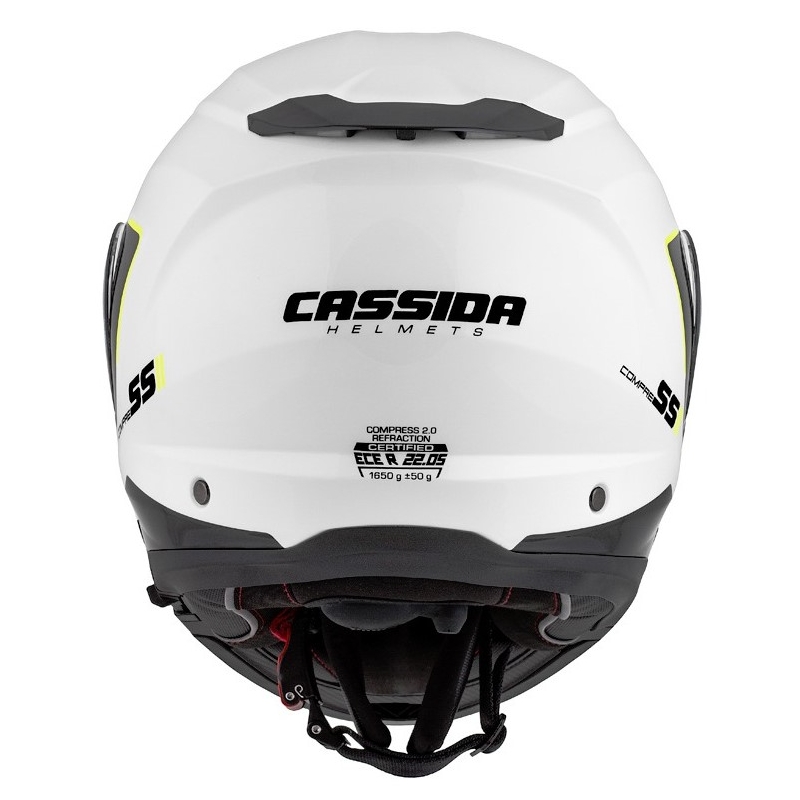 Casco de moto Cassida Compress 2.0 Refraction blanco-negro-amarillo fluo