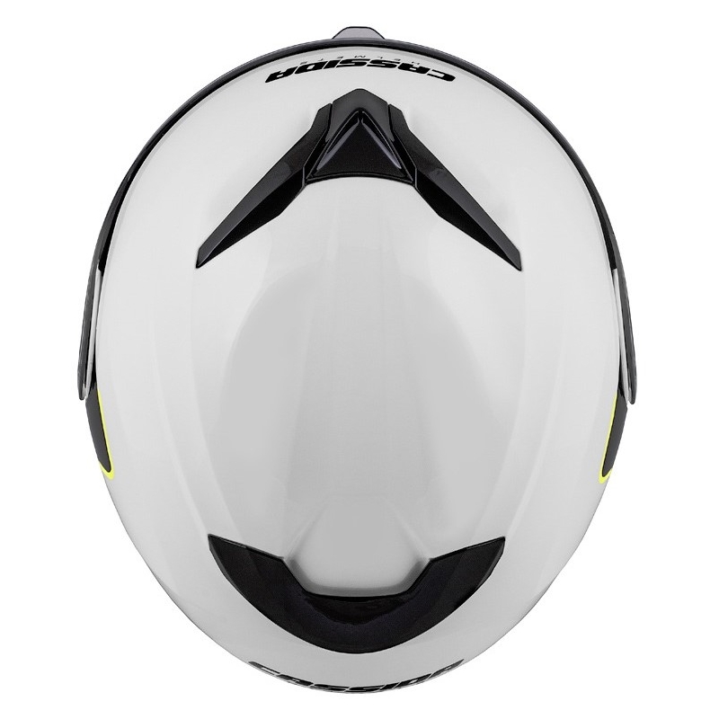 Casco de moto Cassida Compress 2.0 Refraction blanco-negro-amarillo fluo