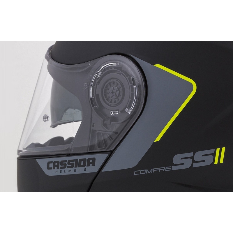 Casco de moto Cassida Compress 2.0 Refraction negro-gris-amarillo fluo abatible liquidación
