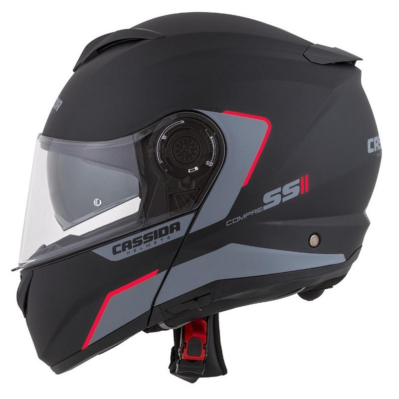 Casco de moto Cassida Compress 2.0 Refraction negro-gris-rojo abatible