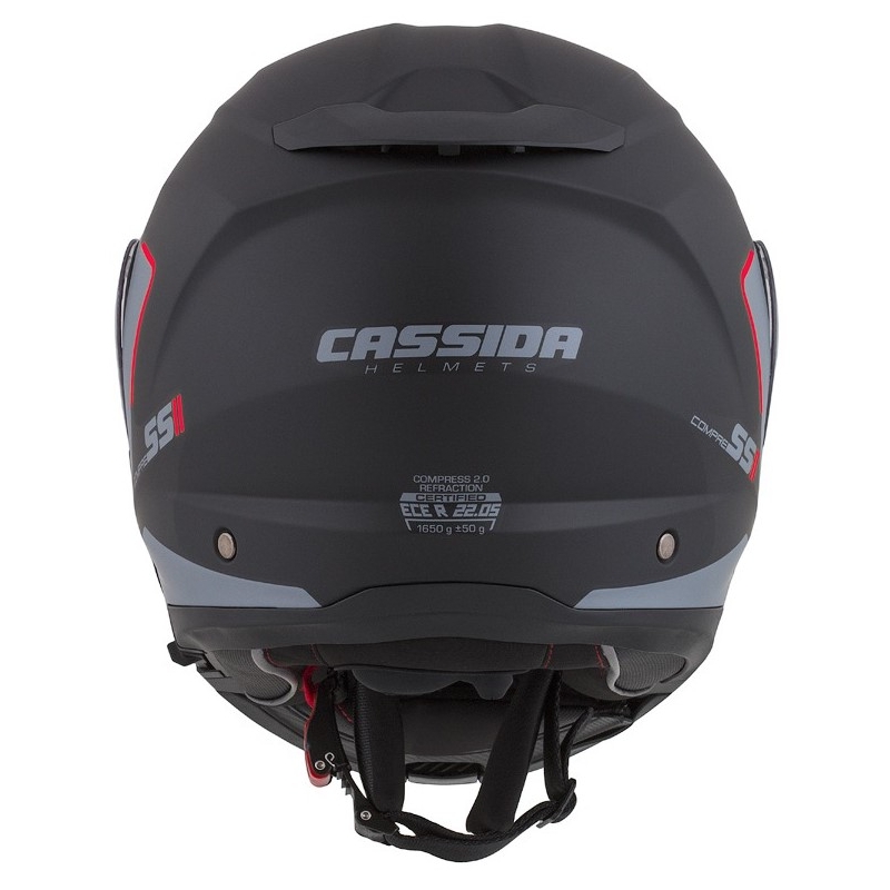 Casco de moto Cassida Compress 2.0 Refraction negro-gris-rojo abatible