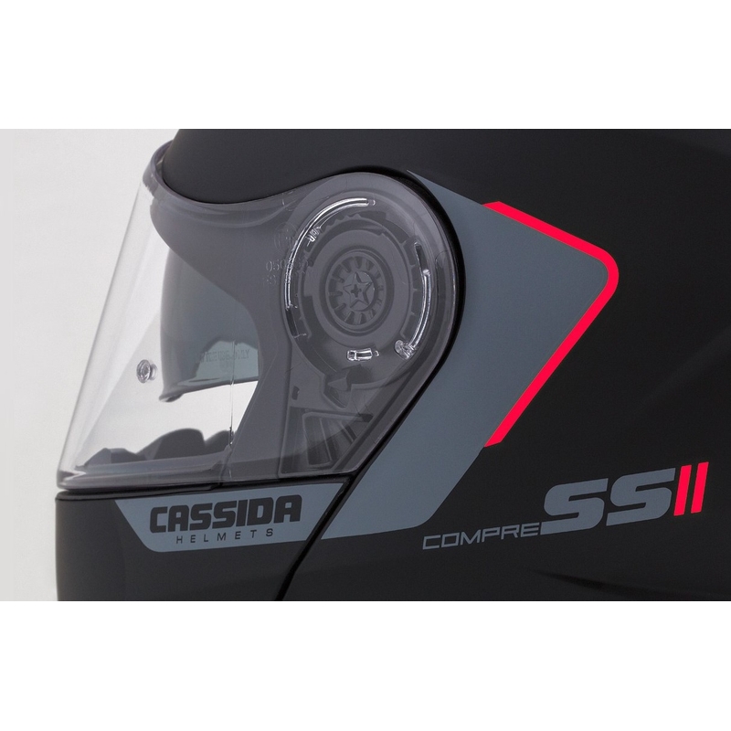 Casco de moto Cassida Compress 2.0 Refraction negro-gris-rojo abatible