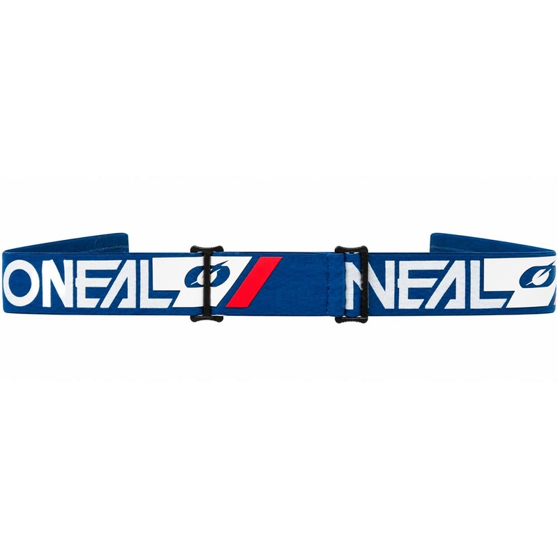 Gafas de motocross O'Neal B-55 Cram azul-blanco con plexiglás azul espejo