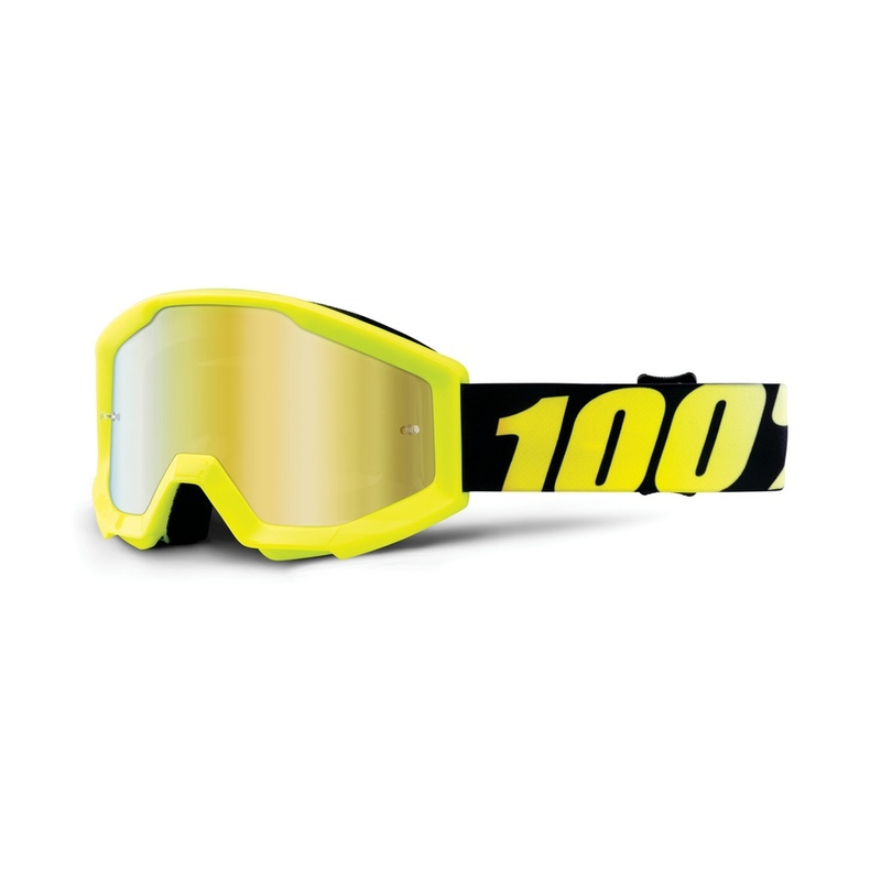 Dětské motokrosové brýle 100% Strata fluo žluté (zlaté chrom plexi)