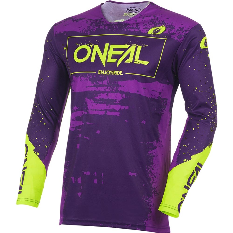 Camiseta de motocross O'Neal Mayhem Paint color morado-amarillo neón
