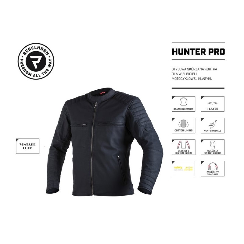 Chaqueta de moto Rebelhorn Hunter Pro Negra liquidación