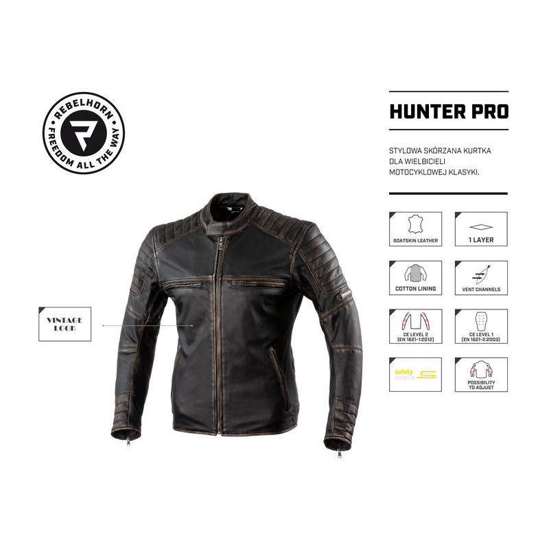 Chaqueta de moto Rebelhorn Hunter Pro Vintage Marrón liquidación