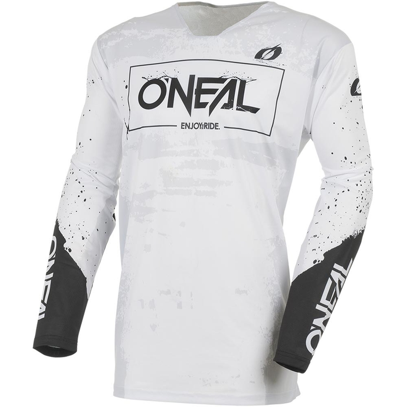 Camiseta de motocross O'Neal Mayhem Paint blanca y negra