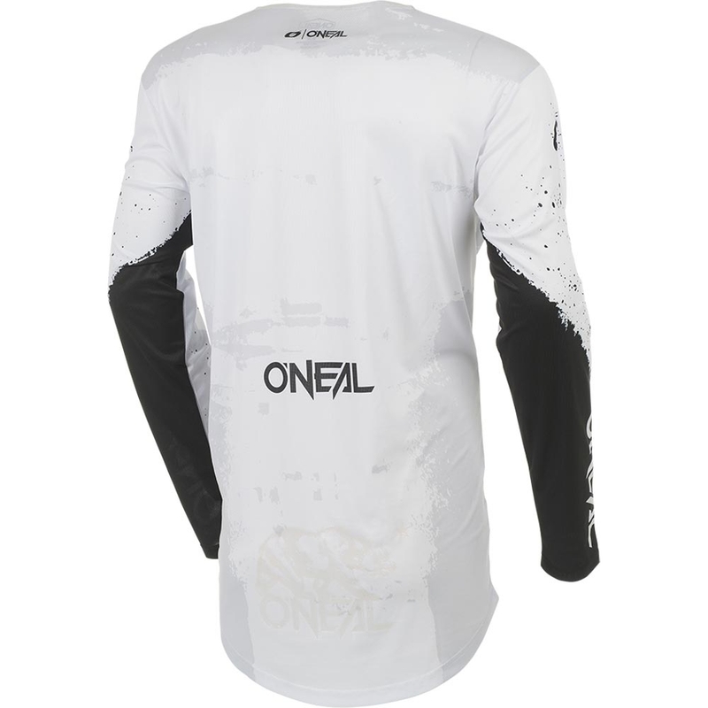 Camiseta de motocross O'Neal Mayhem Paint blanca y negra