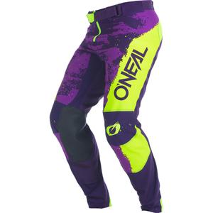 Pantalones de motocross O'Neal Mayhem Paint color morado-amarillo flúor