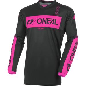 Camiseta de motocross para mujer O'Neal Element Racewear negra-rosa