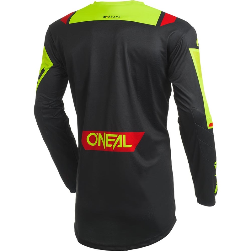 Camiseta de motocross O'Neal Element Factor negra-amarillo neón