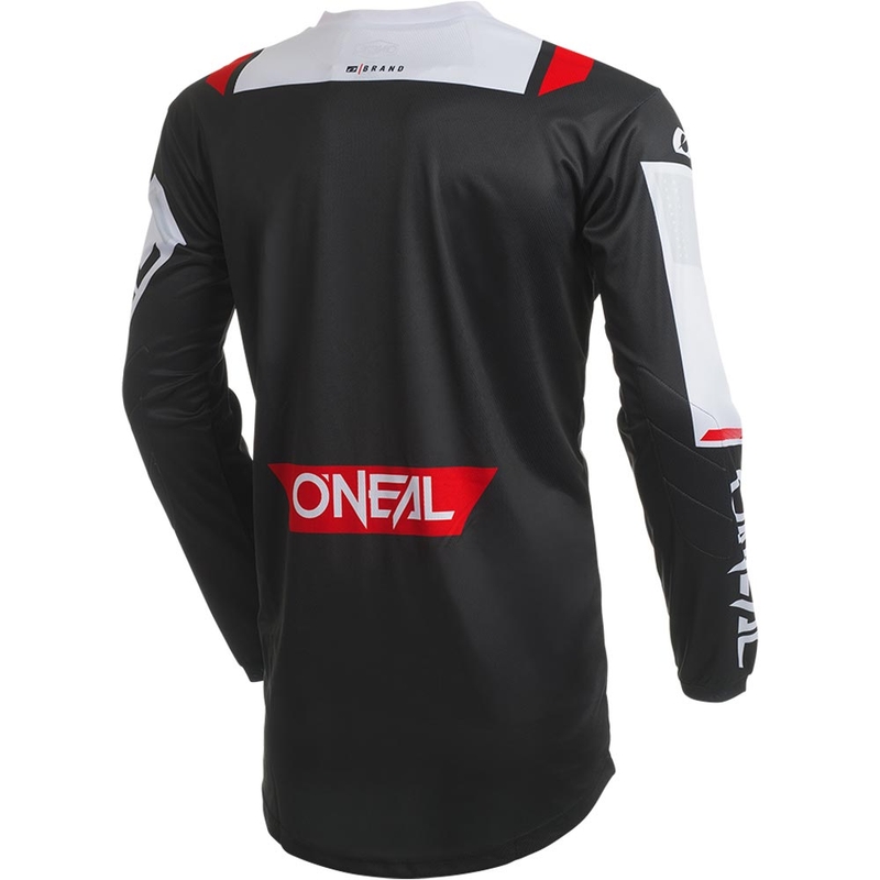 Camiseta de motocross O'Neal Element Factor en blanco y negro.