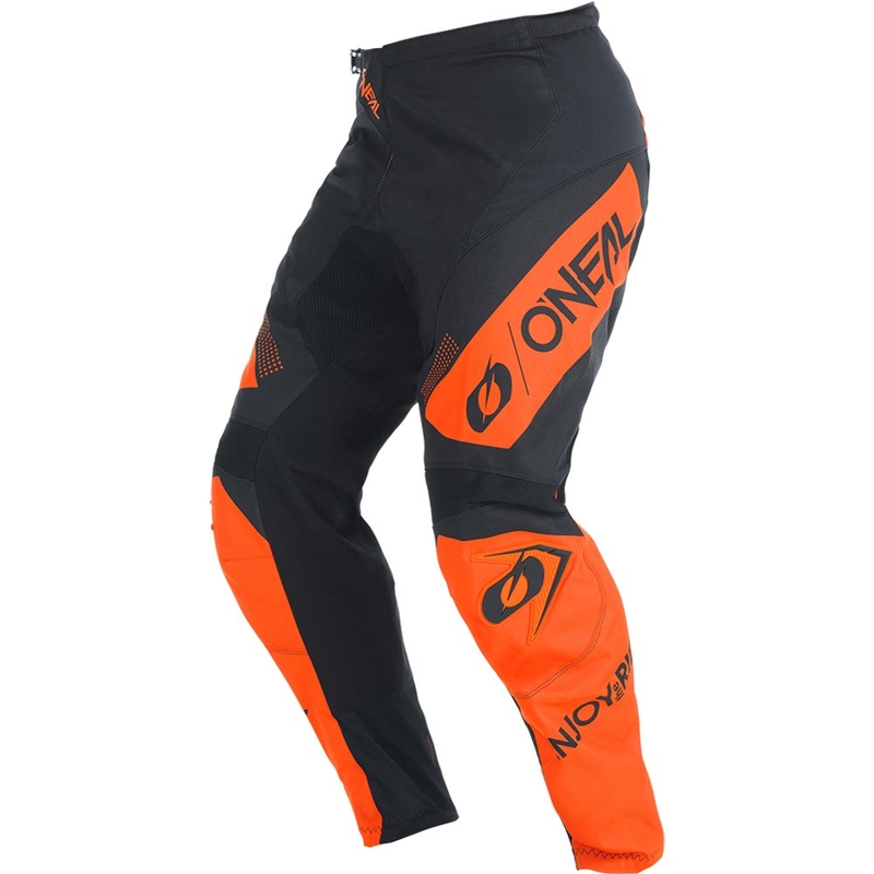 Pantalones de motocross O'Neal Element Racewear, color negro y naranja.