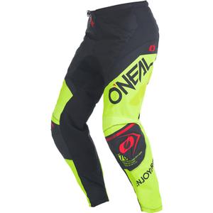 Pantalones de motocross O'Neal Element Factor, color negro y amarillo neón.