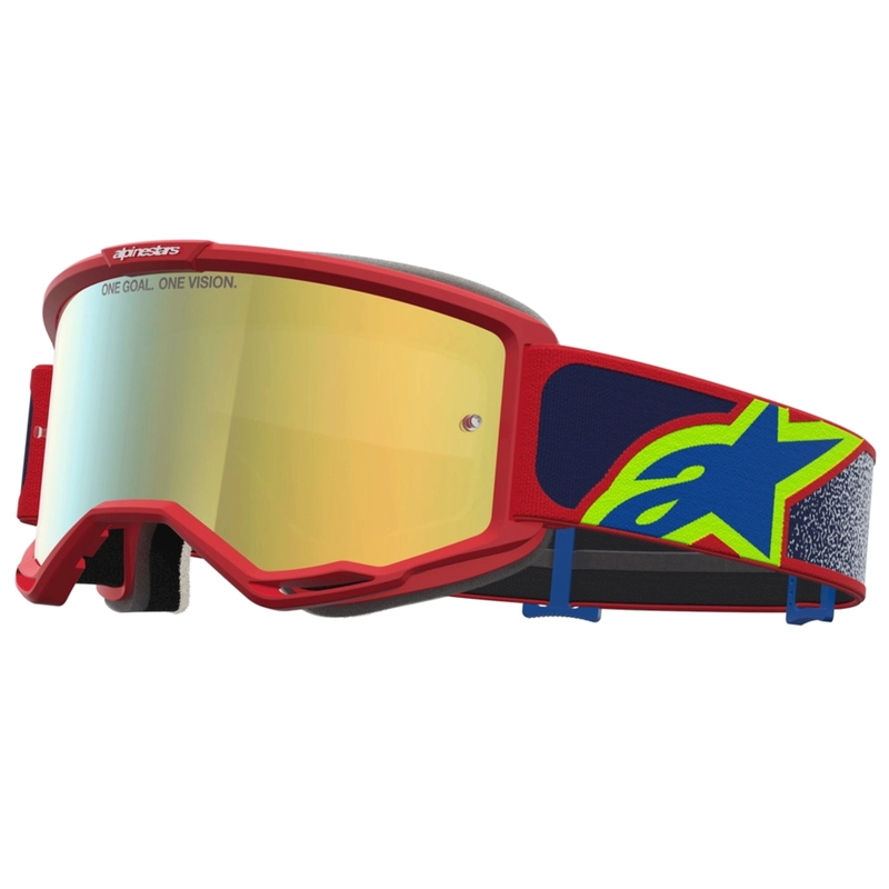 Gafas de motocross Alpinestars Vision 5 Drag, rojo, azul y amarillo flúor.