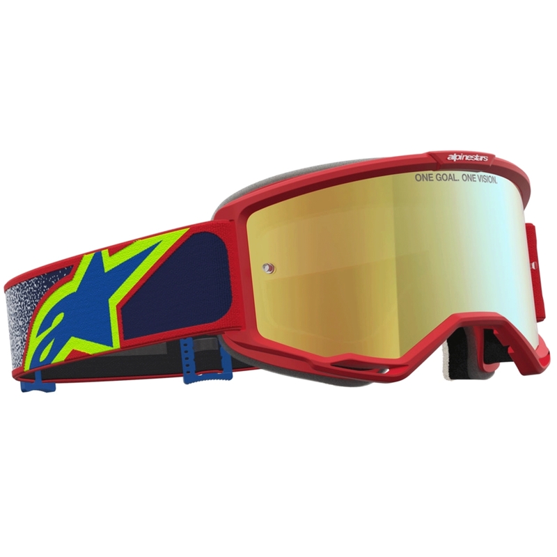 Gafas de motocross Alpinestars Vision 5 Drag, rojo, azul y amarillo flúor.