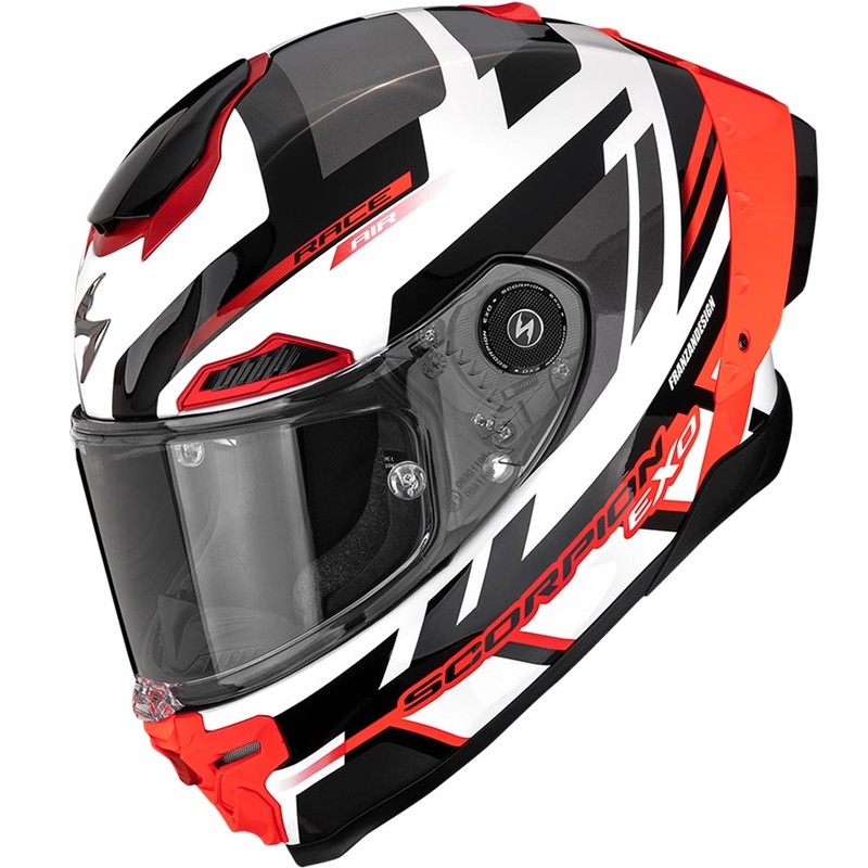 Casco integral de moto Scorpion EXO-RACE Air Carbon Fury blanco-plata-rojo
