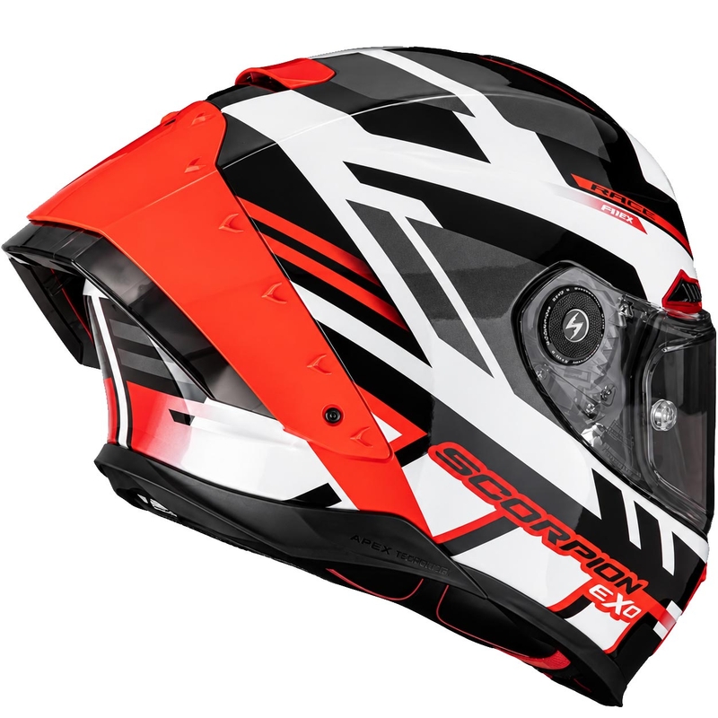 Casco integral de moto Scorpion EXO-RACE Air Carbon Fury blanco-plata-rojo