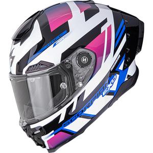 Casco integral de moto Scorpion EXO-RACE Air Carbon Fury blanco-rosa-azul
