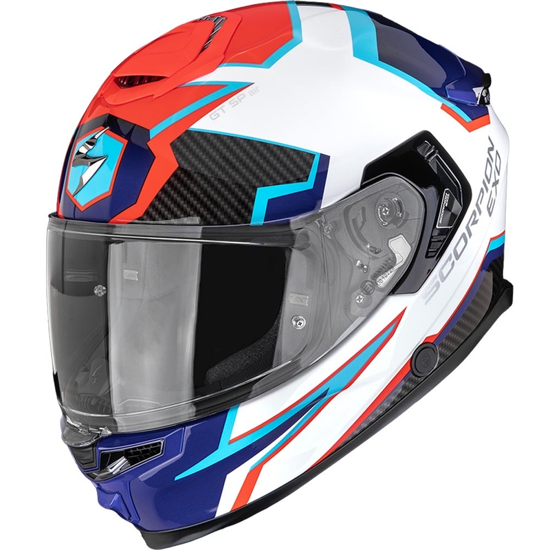 Casco integral de moto Scorpion EXO-GT SP Air Atlas blanco-azul-rojo