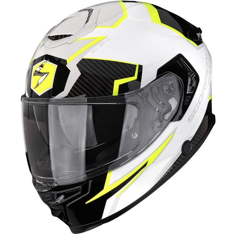 Casco integral de moto Scorpion EXO-GT SP Air Atlas blanco-negro-amarillo flúor