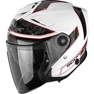 Casco de moto abierto Scorpion EXO-GT Jet Crest blanco-rojo