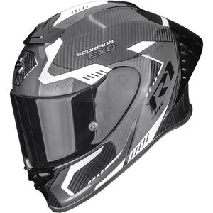 Casco integral de motocicleta Scorpion EXO-R1 EVO II Air Propel, color negro y blanco.