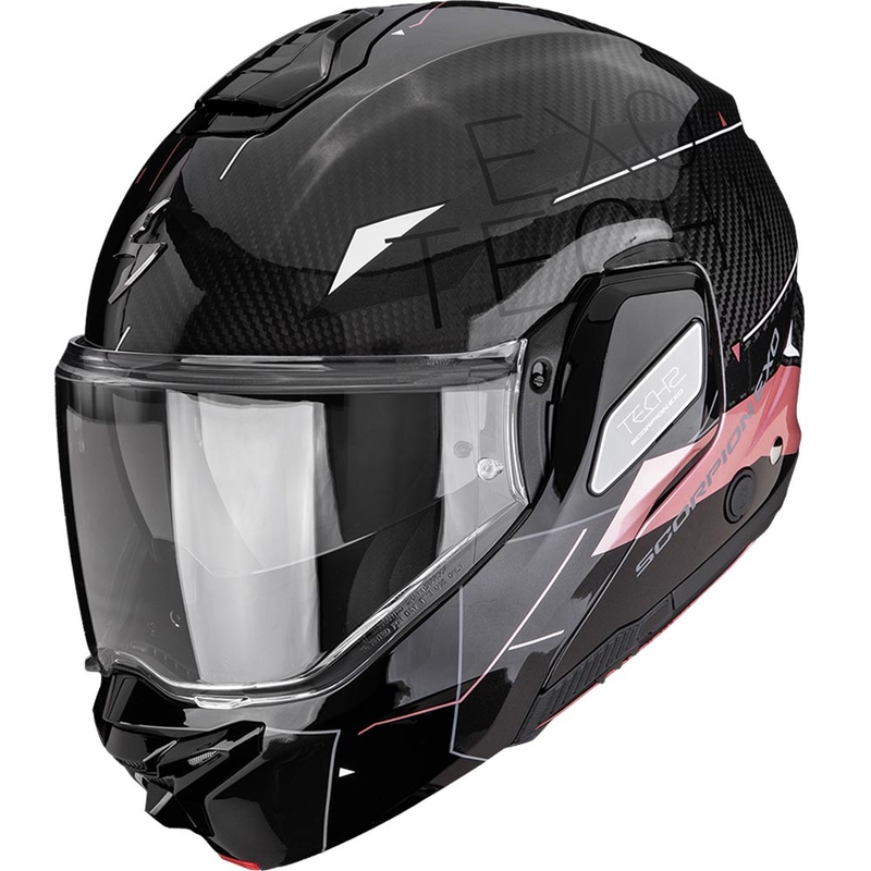 Casco de moto abatible Scorpion EXO-TECH II Carbon Viator negro-rosa